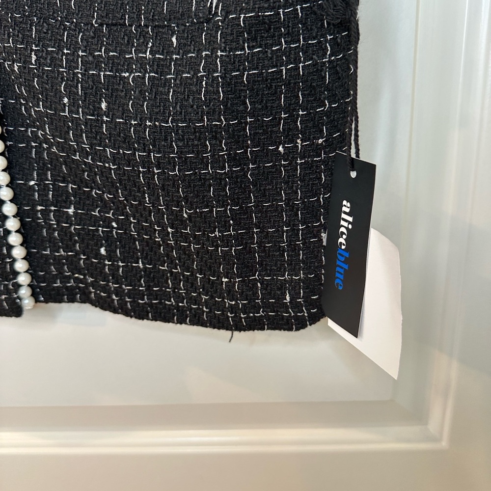 ALICE BLUE NWT LARGE Pearl-Trim Black Tweed Vest - Picture 4 of 5